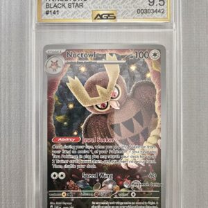 Pokémon TCG: Noctowl SVP 141 Pokémon Center Exclusive Stamped Card – 2024 Black Star Promo – AGS RoboGrade 9.5