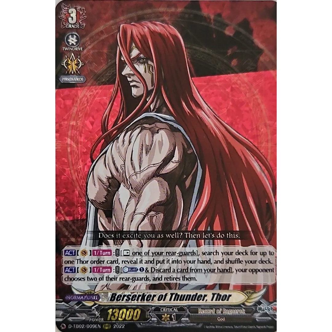Cardfight Vanguard - Record of Ragnarok - Berserker of Thunder, Thor - D-TB02/009 EN RRR