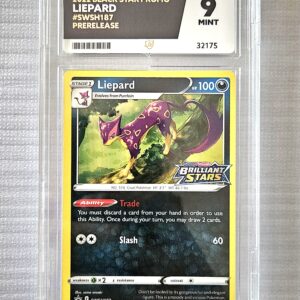 Pokémon TCG: Brilliant Stars - Liepard SWSH187 - Prerelease – Black Star Promo - 2022 – ACE Grading ACE 9