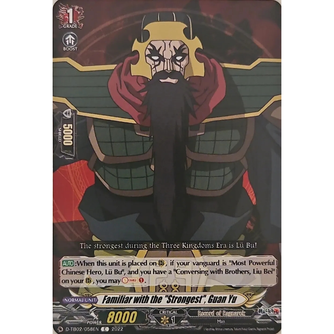 Cardfight Vanguard - Record of Ragnarok - Familiar with the "Strongest", Guan Yu - D-TB02/058 EN C