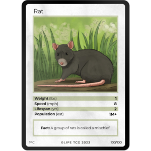 Life TCG: 1st Edition Trading Card  - Mammals - Rat 100/100
