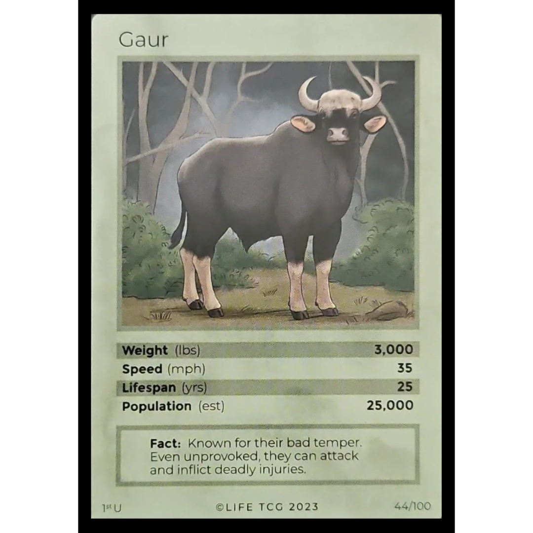 Life TCG: 1st Edition Trading Card  - Mammals - Gaur 44/100