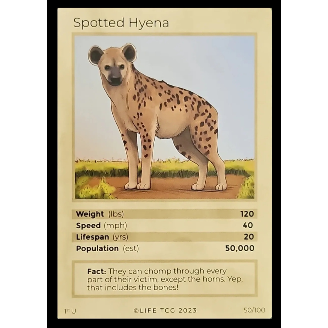 Life TCG: 1st Edition Trading Card  - Mammals - Spotted Hyena 50/100