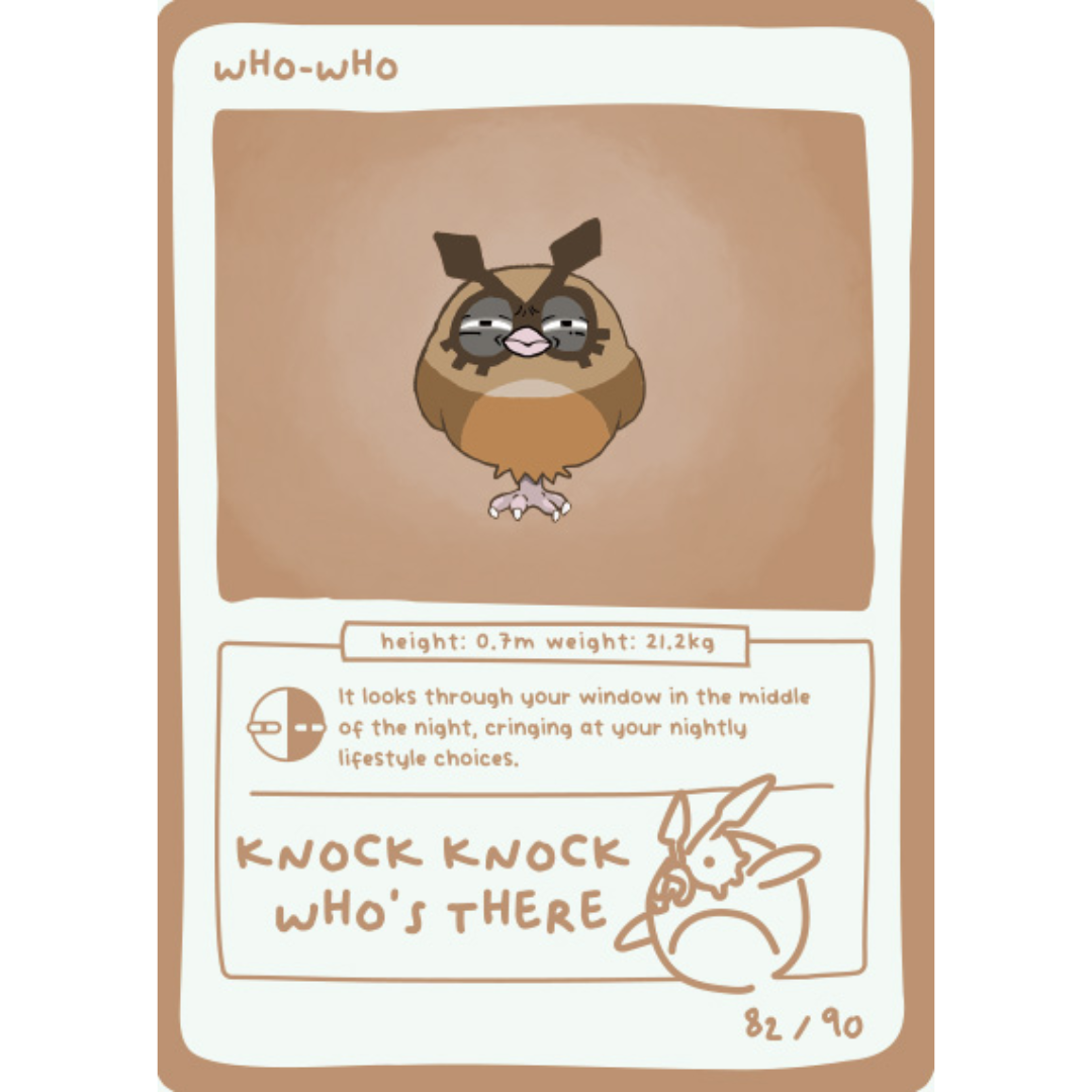 Pokedoodles Series 1 - No-Scalp Series - Parody Set - 82/90 Who-Who